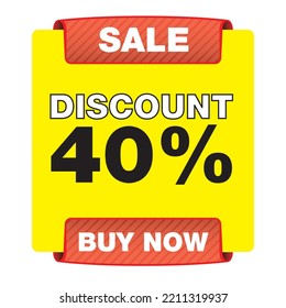 Discount 40% off with yellow background logo