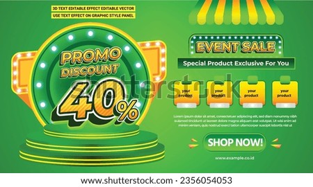 DISCOUNT 40 PERCENT 3D TEXT EFFECT EDITABLE BANNER SALE SPECIAL OFFER TEMPLATE BACKGROUND FLYER SALE PROMO BIG EVENT 