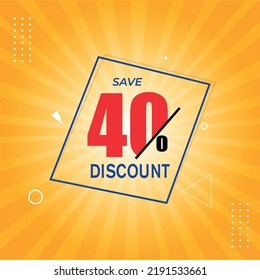 Discount 40 percent offer sale and price tag design