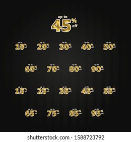 Discount up to 45% off Label Price Gold set Vector Template Design Illustration