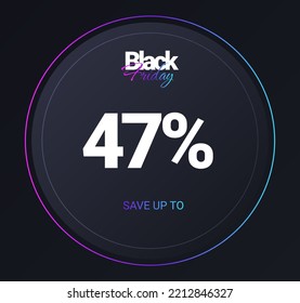 Discount 47 percent concept. Sales, bonuses and prizes. Promotion of goods and services on Internet, online marketing methods. UI and UX design. Holiday and festival. Cartoon flat vector illustration