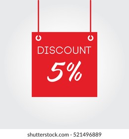 Discount 5% on board hanging red