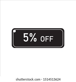 Discount 5% White Icon Vector