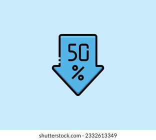 descuento 50% diseño de iconos vectoriales de flecha
