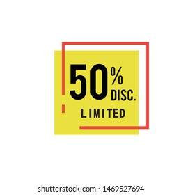 Discount 50% Label Vector Template Design Illustration