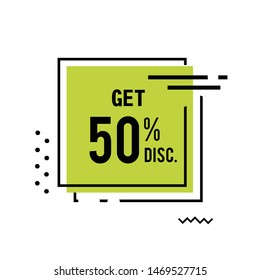 Discount 50% Label Vector Template Design Illustration