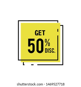 Discount 50% Label Vector Template Design Illustration