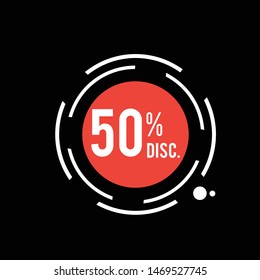 Discount 50% Label Vector Template Design Illustration