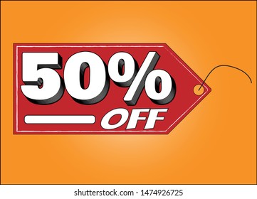 Discount OF 50% discount letters vector illustration Off 50%