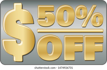 Discount OF 50% Discount Letters Vector Illustration Off 50%