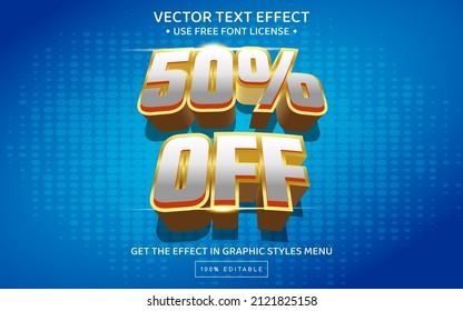 Discount 50 off 3D editable text effect template