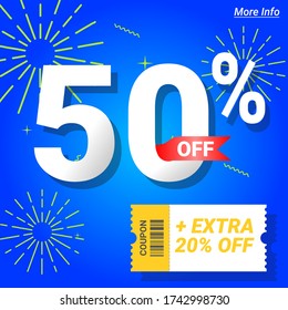 Discount Up to 50% off + coupon extra 20% off.  Label Vector Template Design Illustration.