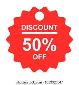 discount 50% off label,tag,sticker,red white color vector