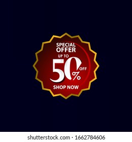 Discount up to 50% off Special Offer Shop Now Tag Label Vector Template Design Illustration