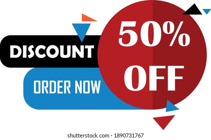 discount 50% off special discount sale order now tag line for web banner or print banner design for sales promo