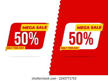 Discount 50% off template. Mega sale banner.