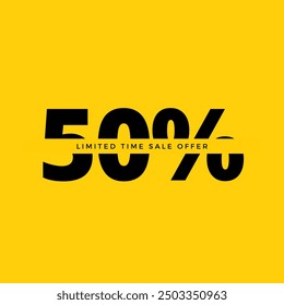 Discount 50% off template. Mega limited sale banner.