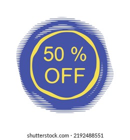 Descuento del 50%, elemento de diseño, pegatinas vectoriales