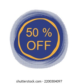 50 % Rabatt, Design-Element, Zeichenetikett, Vektoraufkleber