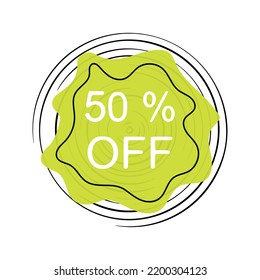 Discount 50 percent, design element, sign label, vector stickers