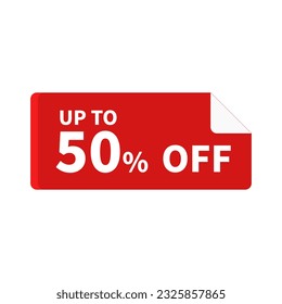 Descuento 50 Hasta En Color Rojo Y Forma Rectángulo Para Promoción
