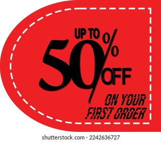 Discount 50% simple design vector. Sale of special offers red, And with a red label