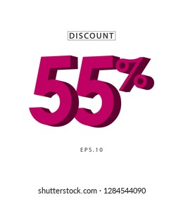 Discount 55% Vector Template Design Illustration
