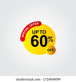 Discount Up to 60% off Special Offer Logo Vector Template Design Illustration
