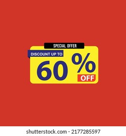 Discount up to 60% off Special Offer Vector Template Design Illustration