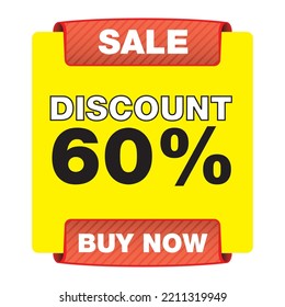 Discount 60% off with yellow background logo