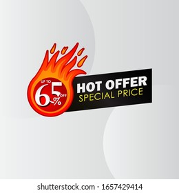 Discount up to 65% off Hot Offer Special Price Label Tag Vector Template Design Illustration