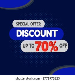 Discount 70% Banner Modern Design Background Vector