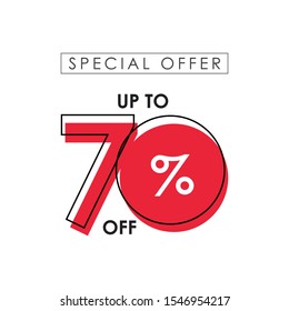 Discount up to 70% off Special Offer Vector Template Design Illustration