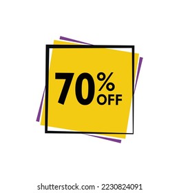 DISCOUNT 70 %. Special Offer Marketing Announcement. Discount promotions. Special Offer yellow design concept. Perfect for Templates, Banners and more. Vector eps 10