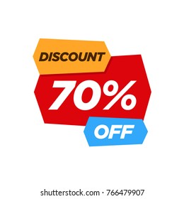 Discount 70% stickers, isolated on white background