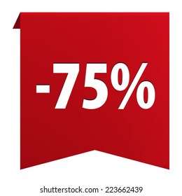 Discount 75 percent tag ribbon banner icon isolated on white background. Vector illustration