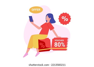 Discount 80% Off and Buy One Get One Free Offer Illustration