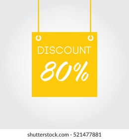 Discount 80% on board hanging yellow, 