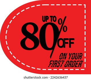 Discount 80% simple design vector. Sale of special offers red, And with a red label