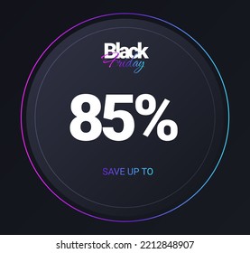 Discount 85 percent concept. Modern technologies and digital world, futuristic interface for programs and apps. Gift coupon or voucher. Marketing and Advertising. Cartoon flat vector illustration