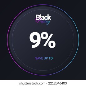 Discount 9 percent concept. Interface for programs and applications, button, UI and UX design. Discounts, bonuses and promotions, special offer for regular customers. Cartoon flat vector illustration