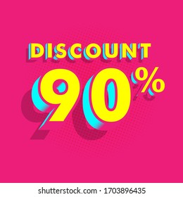 Discount 90% 3D Text Illustration Design