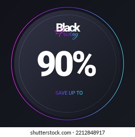 Discount 90 percent concept. Interface for programs and apps, software. Advertising poster or banner for website, modern marketing method. Festival and holiday. Cartoon flat vector illustration