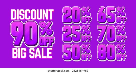 discount 90% sale editable text effect, social media template, gold typography 3d text