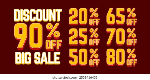discount 90% sale editable text effect, social media template, gold typography 3d text