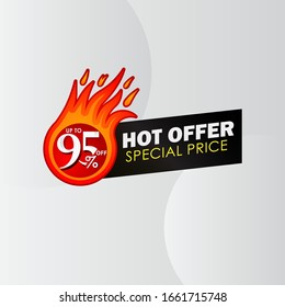 Discount up to 95% off Hot Offer Special Price Label Tag Vector Template Design Illustration