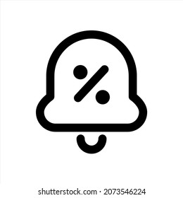 Discount alarm icon, simple vector line style, editable strokes