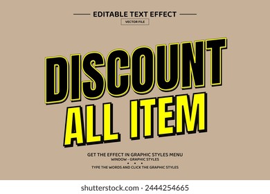 Discount all item 3D editable text effect template