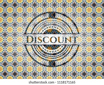 Discount arabic badge background. Arabesque decoration.