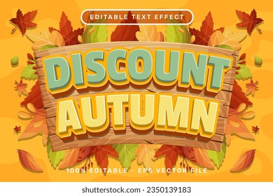 discount autumn 3d text effect and editable text effect with leaf autumn illustration	